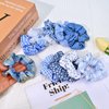 Yonchic 10-Piece Plaid Polka Dot Solid Colorful Scrunchies for Women Girls, No Damage Elastic Hair Ties, Bulk Ponytail Holder Hair Bands, Fashion Rubber Band Hair Accessories for Thin Thick Hair(Blue)