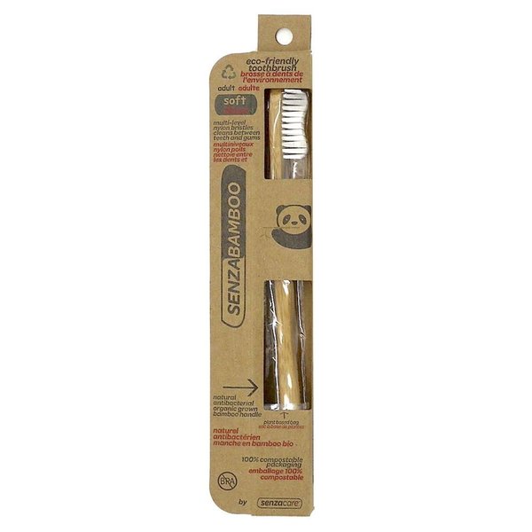 SENZACARE Soft Adult Bamboo Toothbrush, 1 EA