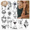 EMOME 150 Styles Art Black Temporary Tattoos For Women Men Adults, 3D Fake Realistic Star Sun Moon Tattoo Stickers Boys Girls, Long Lasting Temporary Tattoos on Finger Neck
