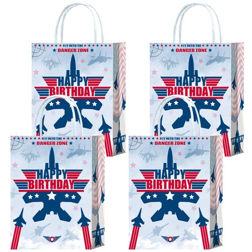 Tyndallrays 16 Pieces Fighter Jet Pilot Goodie Bags for Airplane Birthday Party Supplies,Air force Gift Snacks Treat Candy Party Favors Bags with Handles for Kids Adults Plane Theme Party Decorations