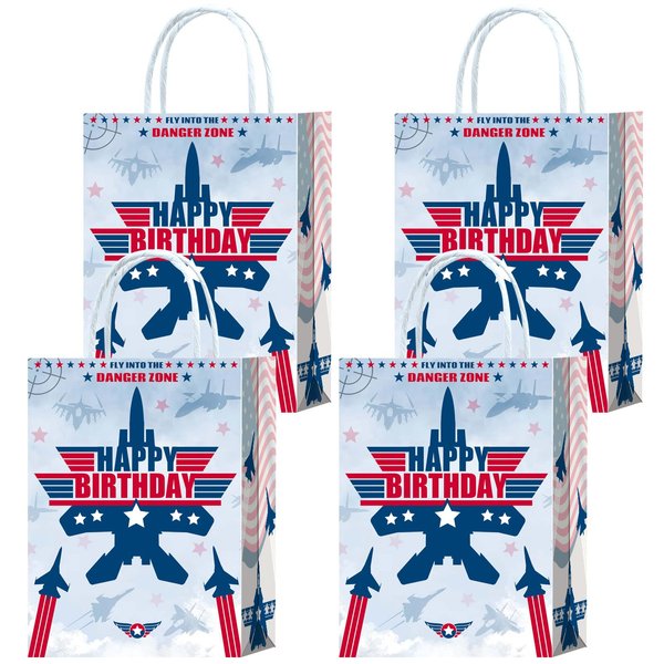 Tyndallrays 16 Pieces Fighter Jet Pilot Goodie Bags for Airplane Birthday Party Supplies,Air force Gift Snacks Treat Candy Party Favors Bags with Handles for Kids Adults Plane Theme Party Decorations