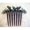 Side Comb Hair Accessories French twist hair comb Ornamented along the top of the heading with Pearl & Stone (Green)