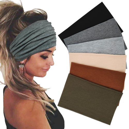 Sefiinh Wide Headbands For Women Stretch Headband Boho Head Bands Women's Hair Band Turban Workout Hairband Girls Accessories 6 Pack