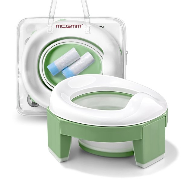 MCGMITT Portable Potty for Kids Travel - Foldable Training Toilet Chair for Toddler Girls with Storage Bags, Potty Training Toilet for Outdoor and Indoor Easy to Clean(Green)