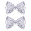 2 Pcs Cute 4" Sparkly Silver Sequin Hair Bows Glitter Alligator Clip Cheer Barrettes Hairpin,Teen Toddler Baby Girls School Kids Women Xmas Decor Accessory Gift