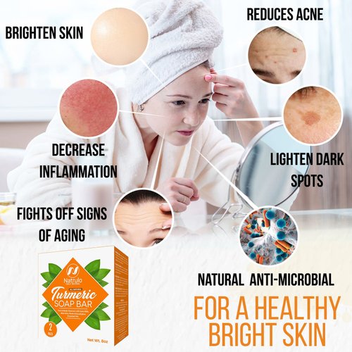 Turmeric Soap Bar for Face & Body - All Natural Turmeric Skin Soap - Turmeric Face Soap Cleanses Skin - 4 Oz Turmeric Bar Soap for All Skin Types Made in USA