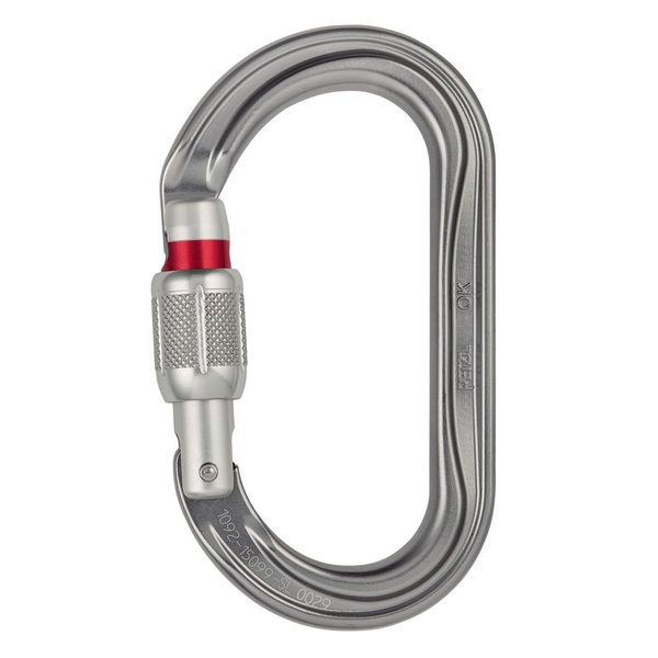 Petzl OK Carabiner - Oval Carabiner for Use with Pulleys and Ascenders for Climbing and Glacier Travel - Screw-Lock