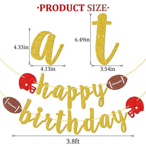 Football Happy Birthday Banner, Sports Happy Birthday Banner, Football Birthday Banner, Touchdown Banner, Sports Banner, Football Birthday Party Decorations, Gold Glitter