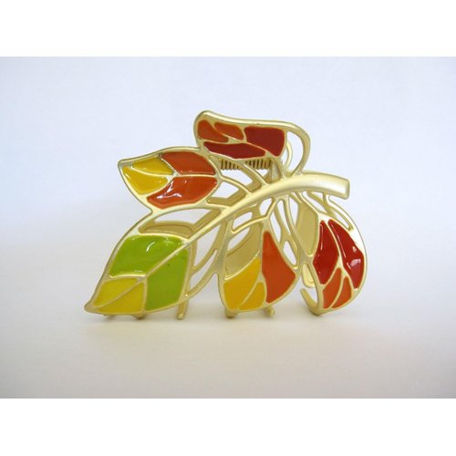 Fall colors matte gold metal leaf hair claw clip jaw clip