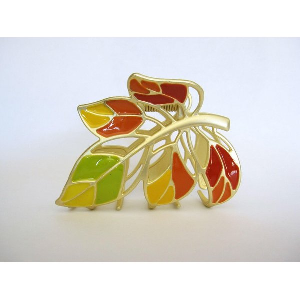 Fall colors matte gold metal leaf hair claw clip jaw clip