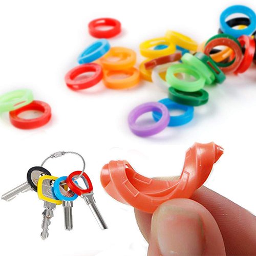 10 Pack Silicone Key Cap Tags,Plastic Key Identifier Rings,Key ID Rings,1 Pcs Each Color,10 Colors in Total