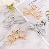 Vovii 4Pcs Metal Bow Hair Claw Clips for Women, Hair Claw Clips with Bows for Thin Thick Hair, Bow Shaped Claw Clip Cute Claw Clips for Women Hair Accessories (Gold, Sliver)