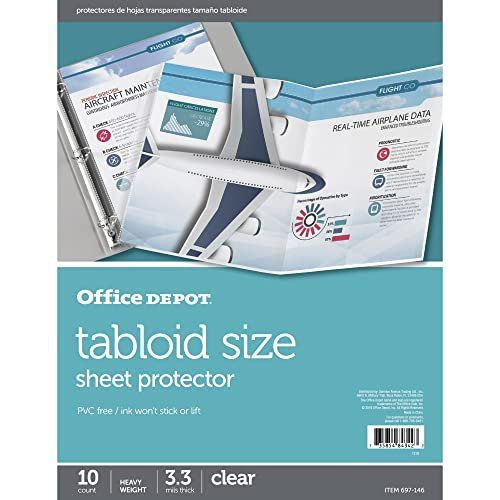 Office Depot Tabloid-Size Sheet Protectors, 11in. x 17in., Clear, Pack of 10, 697146