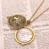 Sherry Magnifiers 5X Antique Hanging Magnifier Hollow Out Necklace Pendant Map Reading Magnifying Glass (Gold 02)