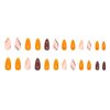 RikView Almond Press on Nails Medium Fake Nails Brown Press on Nails Orange Acrylic Nails Glossy Full Cover Nails