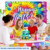 Tie Dye Birthday Backdrop, Tie Dye Party Supplies Birthday Decorations, Rainbow Birthday Banner Background, 60's 70's Hippie Theme Groovy Birthday Party Decorations, 71 x 43 Inches