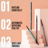 3Pcs Waterproof Eyebrow Pencil, Professional Makeup Micro Brow Pencil, Double-ended ultra-fine eyebrow pencil, Ultra-Fine Mechanical Pencil (02#black)