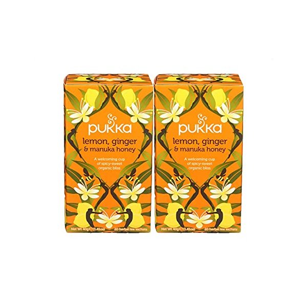Pukka Herbal Teas Tea - Organic - Lemon Ginger and Manuka Honey - 20 Bags - Case of 6