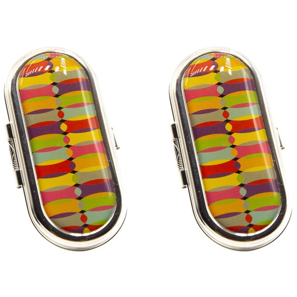 Stephanie Imports Set of 2 Clip-On Round Lipstick Mirrors (Retro Color Bend)