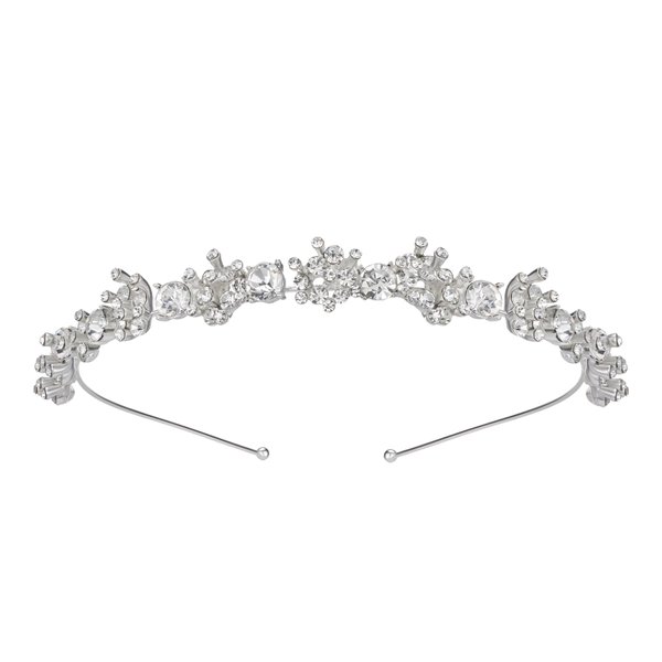 SWEETV Crystal Wedding Headband Silver Bridal Headpiece Jewelry Band Rhinestone Hairpiece Women Hair Accessories for Brides