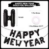 Black Happy New Year Balloons, 16 Inch Happy New Year Foil Letter Balloons, 2025 New Years Decorations for New Years Eve Party Supplies 2025 New Years Eve Décor