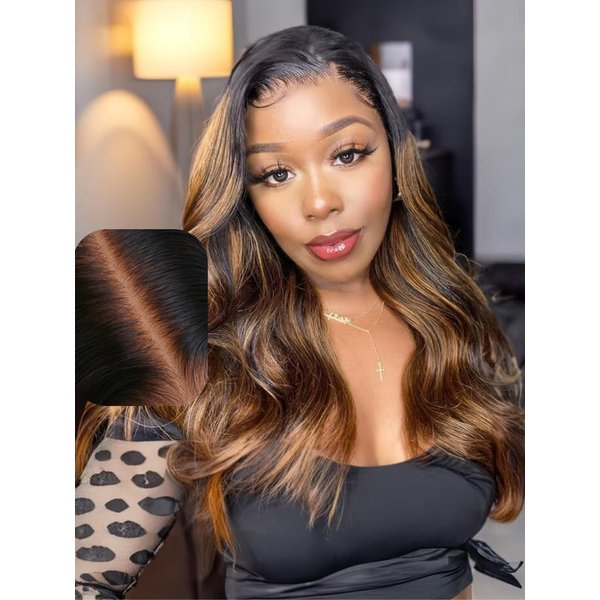 UNICE Bye Bye Knots Pre Everything Glueless Wig Balayage Brown 7x5 Lace Front Wigs Human Hair Body Wave Pre Plucked Pre Cut Bleached Knots Ready to Go Human Hair Wig 150% Density 20 inch