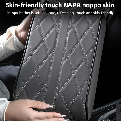 Osilly Car Armrest Cover, Auto Leather Waterproof Center Middle Console Cover Pad, Vehicle Memory Foam Armrest Seat Box Cushion Protector, Universal for SUV, Truck, RV and More (Wine Red)