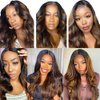 Highlight Brown Bundles Human Hair Ombre Blonde Body Wave Bundles P4/613 Human Hair Bundles Brazilian Human Hair Double Weft Soft And Silky Remy Hair Extensions for Black Women 10 12 14 Inch