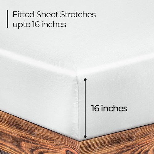 Royale Linens 300 Thread Count 100% Long Staple Combed Cotton Fitted Sheet - Super Soft Deep Pocket Bottom Sheet - White Fitted Sheet Queen Size -Queen Fitted Sheet Only - Elastic Sheet (Queen,White)