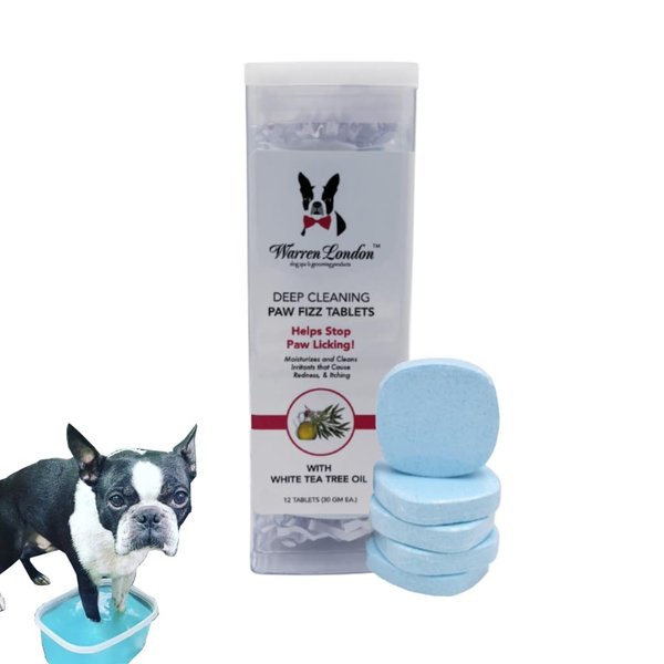 Warren London Deep Cleaning Paw Soak | Soothing Itchy Paw Relief for Dogs with Seaweed, Tea Tree Oil, & Aloe Vera | Anti Licking for Dogs Paws | 5 Minute Paw Spa Service at Home | 12 Tablets