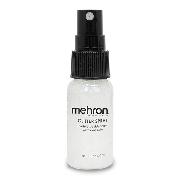 Mehron Makeup GlitterSpray | Hair and Body Glitter Spray | Body Shimmer Spray 1 fl oz (30 ml) (White) perfect for Beauty, Theater, Halloween, Parties, Festivals, Concerts, and More