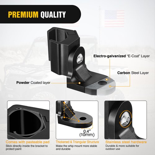 Nilight UTV Whip Light Mount Flag Antenna Mounting Bracket Adjustable for Pro-fit Cage Compatible with Polaris Ranger General Can am Defender Commander Maverick Trail/Sport, 2 Years Warranty