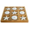 Starfish Tic Tac Toe Game - 9" x 9" - Beach Tic Tac Toe Game - Coastal Beach House Coffee Table Game Board - Tic Tac Toe Decor - Beach House Games - White Starfish & Sand Dollars