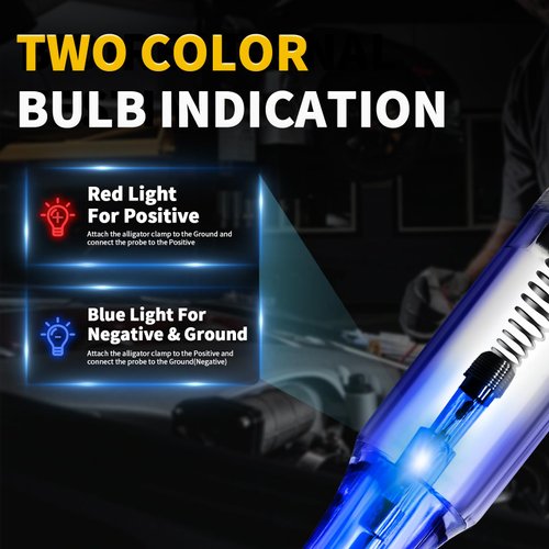 ATOBLIN Automotive Test Light, 6V-12V-24V DC Circuit Tester with Dual Color LED Bulb Light for Continuity Voltage Electrical Fuse Tester with Replacement Indicator Light for Car, Truck, Vehicles