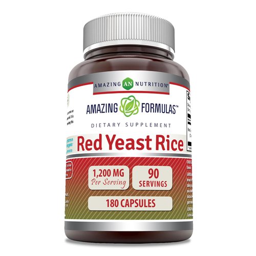 Amazing Formulas Red Yeast Rice 1200mg Per Serving Capsules Supplement | Non-GMO | Gluten Free | Made in USA (180 Count)