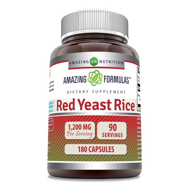 Amazing Formulas Red Yeast Rice 1200mg Per Serving Capsules Supplement | Non-GMO | Gluten Free | Made in USA (180 Count)