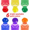 Washable Kids Paint 6 Count, 7 Paint Brushes, Paint Palette - Washable Paint Set For Kids Craft Projects, Finger Painting Supplies Kit