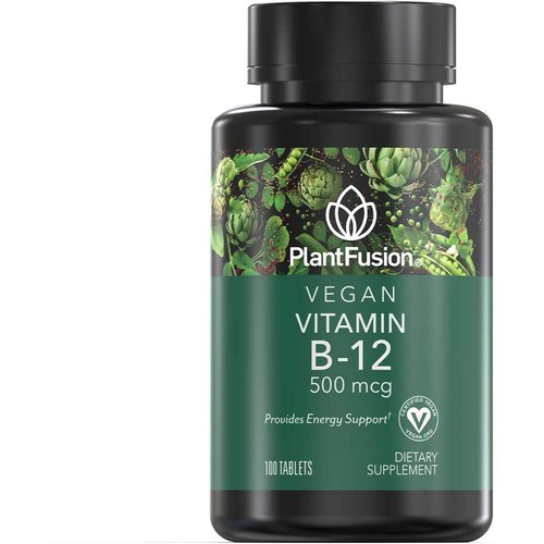 PlantFusion Vegan B12 from, Premium Vegan Vitamin B12 for Women and Men (500mcg), Natural Energy Supplement, 100 Tablets