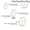 Jstyle 18Pcs Nose Rings Hoop Stainless Steel 20G L Shaped CZ Nose Studs Piercing Ring Hoop Body Jewelry Set