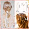 64 Pieces Wedding Hair Comb Set, Include 20 Flower Rhinestone Hair Sticks, 20 Pearl Hair Pins, 3 Crystal Pearl Combs, Pearl Wedding Hair Vine, 20 U Shaped Pearl Hair Clip (Novel Style)