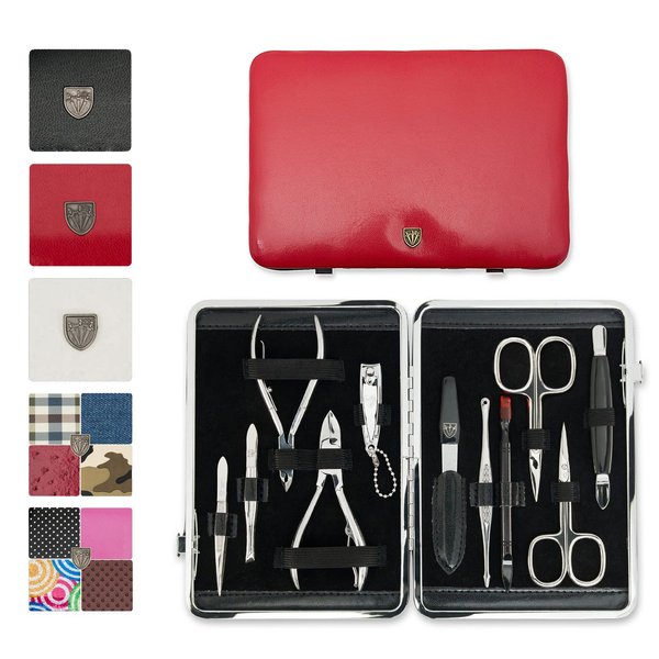3 Swords Germany - brand quality 11 piece manicure pedicure grooming kit set for professional finger & toe nail care scissors clipper fashion leather case in gift box, Made by 3 Swords (03768)
