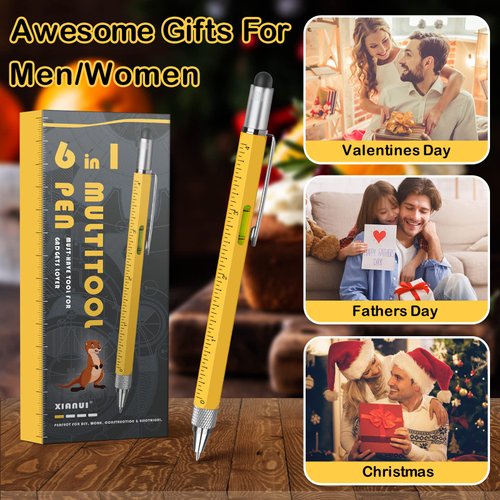 Valentines Day Gifts for Him, Multitool Pen Set 6 in 1 Cool Gadgets, Unique Mens Valentines Gifts for Boyfriend Husband, Personalized Anniversary Birthday Father's Day Gifts Ideas
