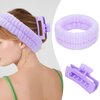 ACO-UINT 4Pcs Purple Spa Headband and Face Washing Wristbands Set, Skincare Headband Face Wash Headband Makeup Headband, Hair Claw Clip Skin Care Headband for Washing Face
