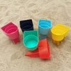 Home Queen Beach Cup Holder with Pocket, Multifunctional Sand Cup Holder for Beverage Phone Sunglass Key, Beach Accessory Drink Sand Coaster, Set of 6 (Navy, Teal, Yellow, Orange, Blue and Pink)