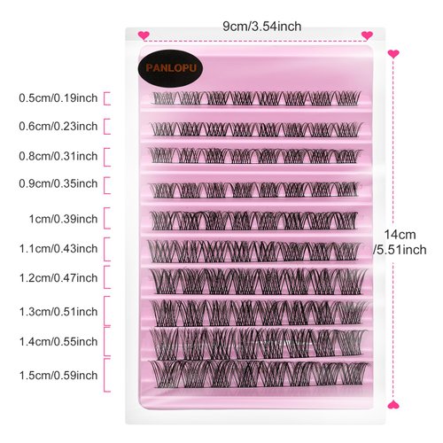 False Eyelashes Natural Look Synthetic Fibers Extension Lengthening DIY D Curl Eyelashes Reusable Cluster Lashes eyelash strings 8/10/12/14/16mm by PANLOPU (Z006-8/10/12/14/16mm)