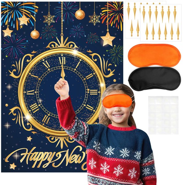 AUGSUN New Years Eve Games 2025 Happy New Year Activities New Years Clock Games 2025 NYE Party Favors New Years Eve Party Supplies Gifts for Kids Girls Boys Adults Family