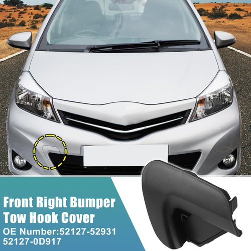 uxcell Unpainted Front Right Bumper Tow Hook Cover for Toyota Yaris 2012-2014 Front Bumper Tow Hook Eye Cap No.52127-52931/52127-0D917 Black