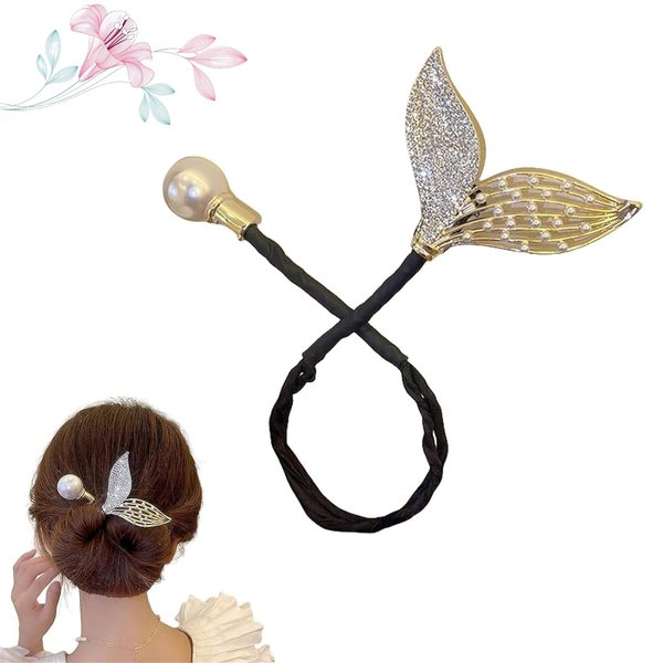 CHCTD Rhinestone Flower Hair Clip, Deft Bun Hair Twister, Lazy Hair Curler Bun Maker, Whale Tail Rhinestone Flower Hair Clip, Easy Bun Hair Bun Maker, Hair Twist Bun Maker,Hair Pins for Buns (02)