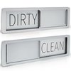 MIMILU Dishwasher Magnet Clean Dirty Sign by Stackd - Easy to Read & Slide Non-Scratching Strong Magnet Indicator w. Optional Adhesive Stickers. Simple Yet Stylish, Large Slim Letters (Silver Black)