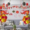 Fire Truck Birthday Party Decorations Pack Fire Truck Happy Birthday Banner Fire Engine Rescue Hanging Swirls 2 Foil Balloons 18 Latex Balloons for Boys Fireman Party Decorations
